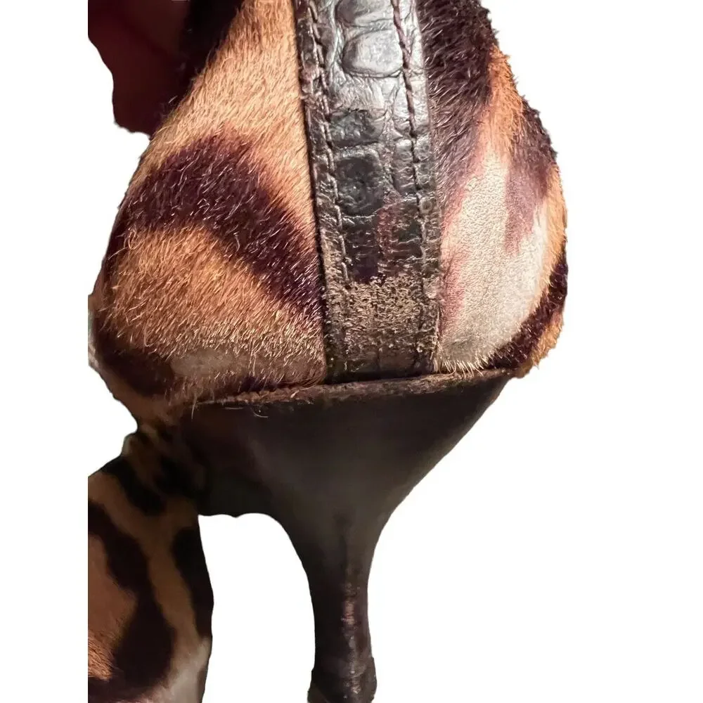 Donald J Pliner Lexy Animal Print Cheetah Kitten Heel Shoes Side Zip Spain 5.5M - Picture 10 of 12